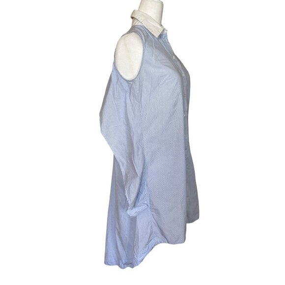 Peter Som Sleeveless Button Down Dress in White Yarn Dye Stripe 0 Womens - Picture 6 of 10